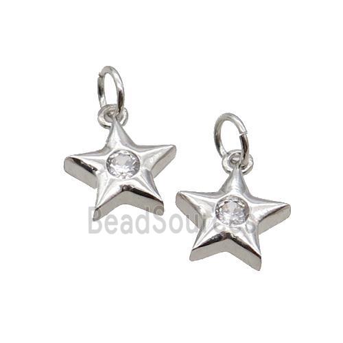 Copper Star Pendant Pave Zircon Platinum Plated