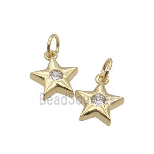 Copper Star Pendant Pave Zircon Gold Plated