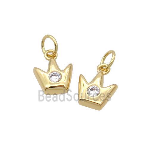 Copper Crown Pendant Pave Zircon Gold Plated