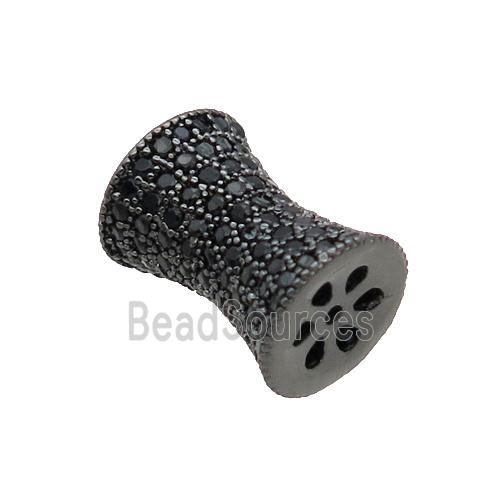 Copper Bamboo Beads Pave Zircon Black Plated