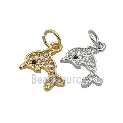 Copper Dolphin Pendant Pave Zircon Mixed