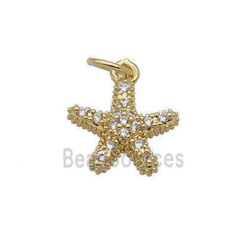 Copper Starfish Pendant Pave Zircon Gold Plated