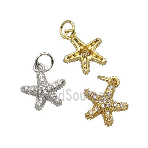 Copper Starfish Pendant Pave Zircon Mixed