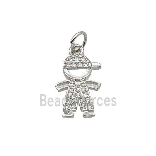 Copper Boy Pendant Pave Zircon Kids Platinum Plated