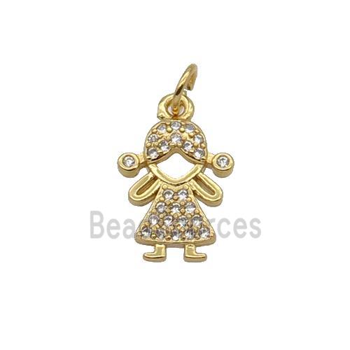 Copper Girl Pendant Pave Zircon Kids Gold Plated