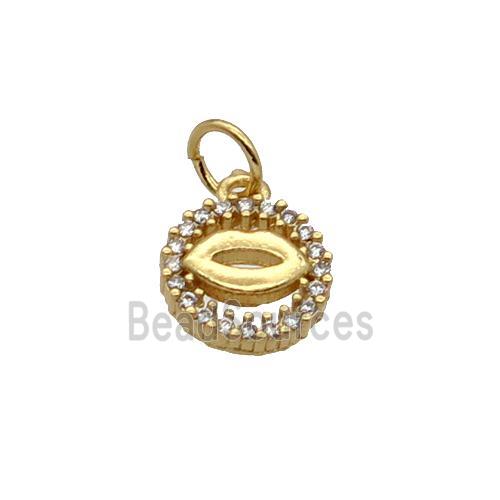 Copper Lips Pendant Pave Zircon Circle Gold Plated