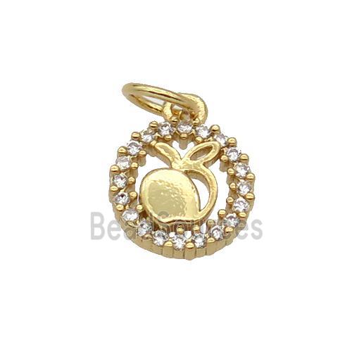 Copper Apple Pendant Pave Zircon Circle Gold Plated