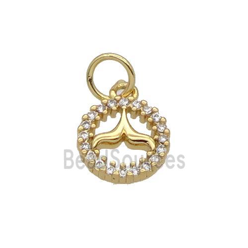 Copper Sharktail Pendant Pave Zircon Circle Gold Plated