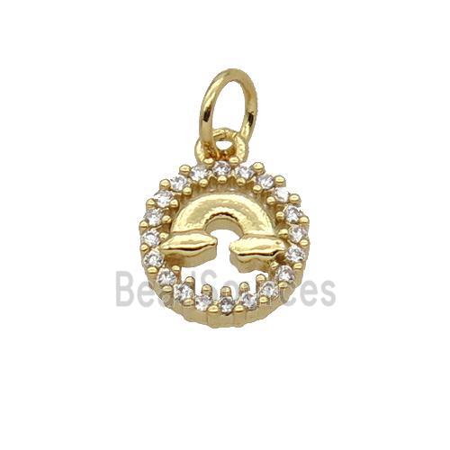 Copper Rainbow Pendant Pave Zircon Circle Gold Plated