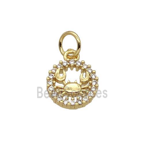 Copper Crab Pendant Pave Zircon Circle Gold Plated