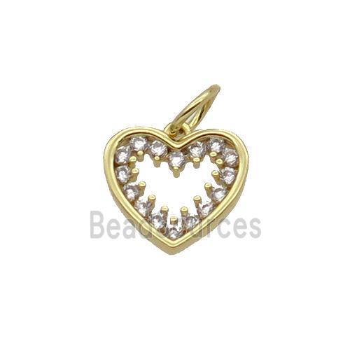 Copper Heart Pendant Pave Zircon Gold Plated