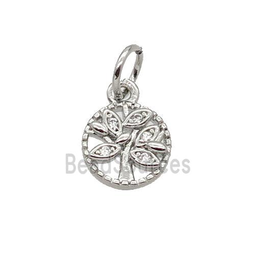 Copper Tree Pendant Pave Zircon Platinum Plated