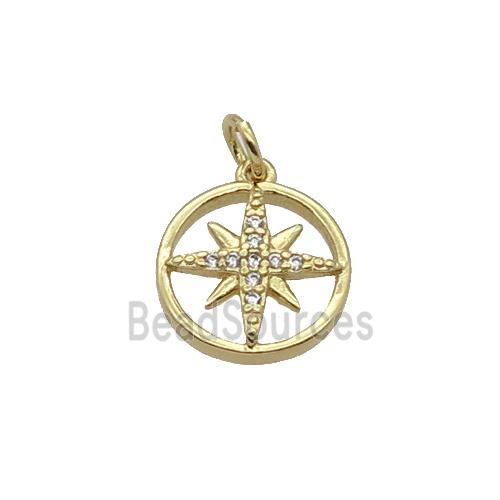 Copper NorthStar Pendant Pave Zircon Gold Plated