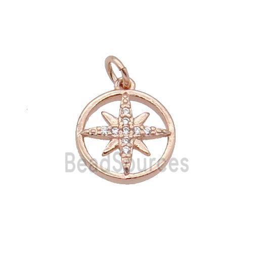 Copper NorthStar Pendant Pave Zircon Rose Gold