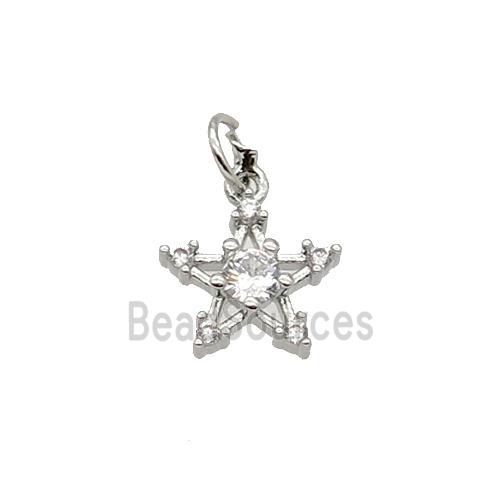 Copper Star Pendant Pave Zircon Platinum Plated