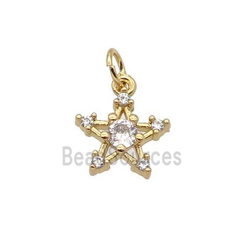 Copper Star Pendant Pave Zircon Gold Plated