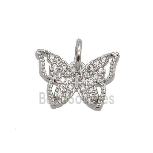 Copper Butterfly Pendant Pave Zircon Platinum Plated