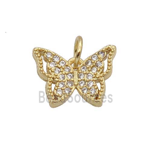 Copper Butterfly Pendant Pave Zircon Gold Plated