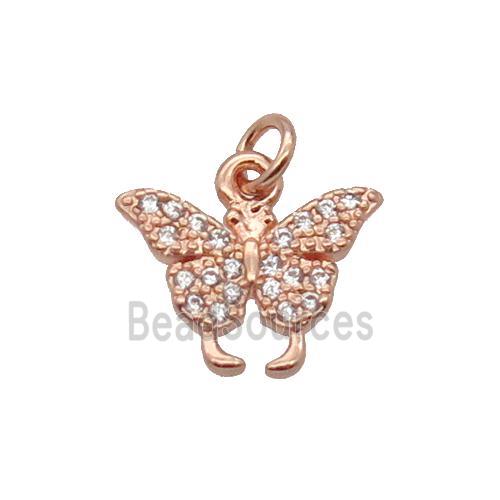 Copper Butterfly Pendant Pave Zircon Rose Gold