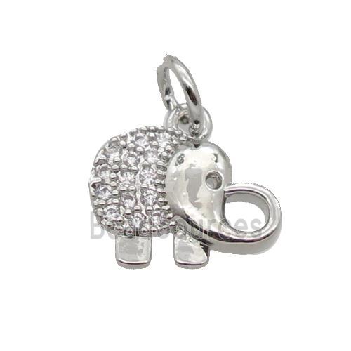 Copper Elephant Pendant Pave Zircon Platinum Plated