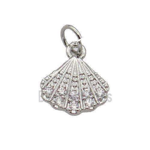 Copper Pendant Pave Zircon Conchshell Platinum Plated