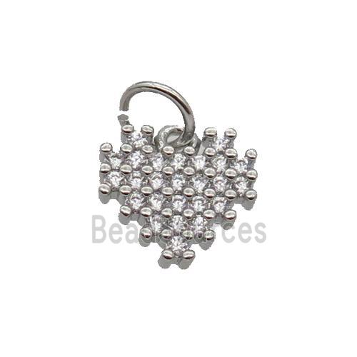 Copper Heart Pendant Pave Zircon Platinum Plated