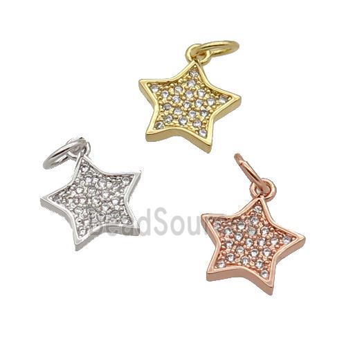 Copper Star Pendant Pave Zircon Mixed