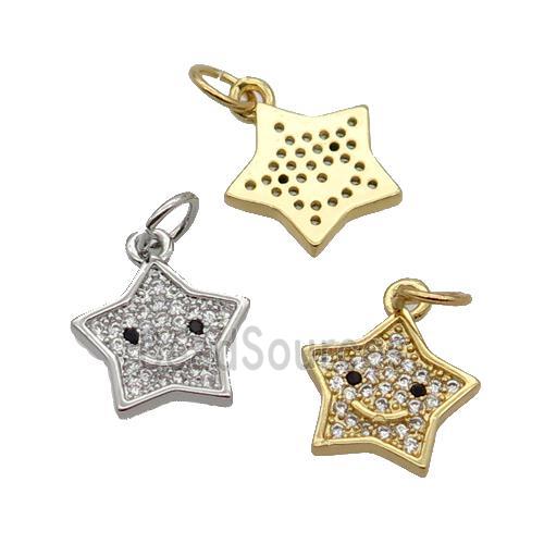 Copper Star Pendant Pave Zircon Mixed