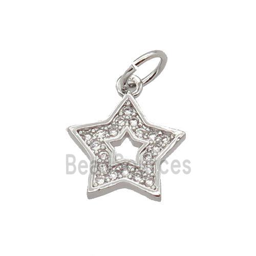 Copper Star Pendant Pave Zircon Platinum Plated