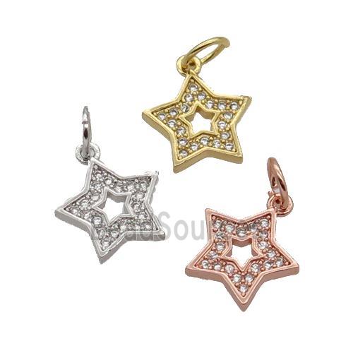 Copper Star Pendant Pave Zircon Mixed