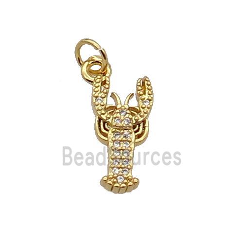 Copper Lobster Pendant Pave Zircon Gold Plated