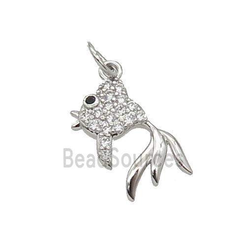 Copper Goldfish Pendant Pave Zircon Platinum Plated