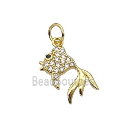 Copper Goldfish Pendant Pave Zircon Gold Plated