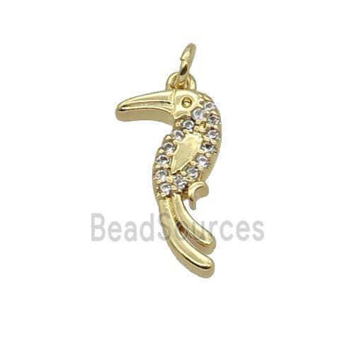 Copper Parrot Pendant Pave Zircon Birds Gold Plated