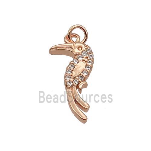 Copper Parrot Pendant Pave Zircon Birds Rose Gold