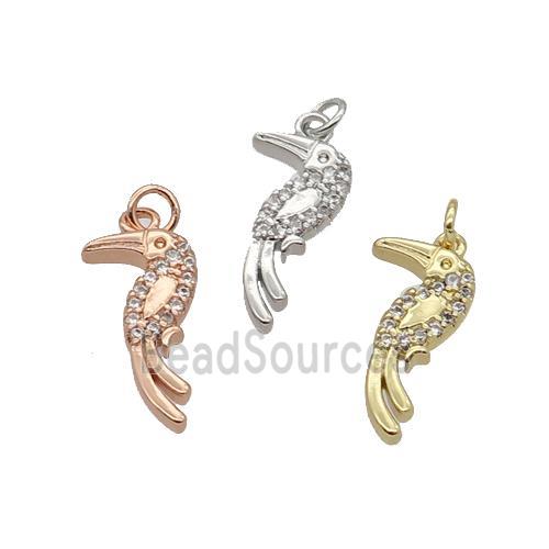 Copper Parrot Pendant Pave Zircon Birds Mixed