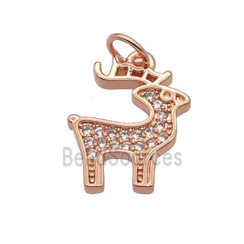 Copper Reindeer Pendant Pave Zircon Christmas Rose Gold