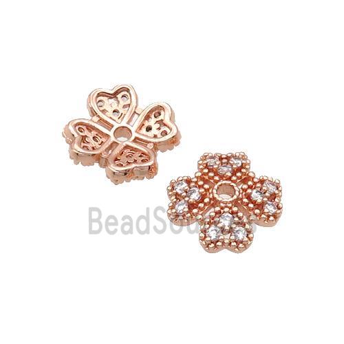 Copper BeadCaps Pave Zircon Rose Gold