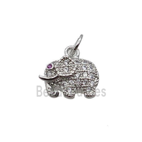 Copper Elephant Pendant Pave Zircon Platinum Plated