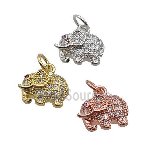 Copper Elephant Pendant Pave Zircon Mixed