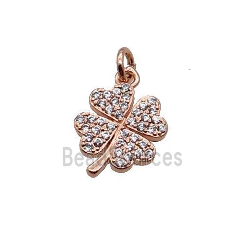 Copper Clover Pendant Pave Zircon Rose Gold