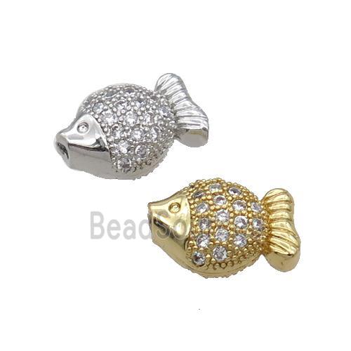 Copper Fish Beads Pave Zircon Mixed