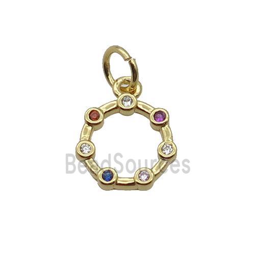 Copper Circle Pendant Pave Zircon Gold Plated