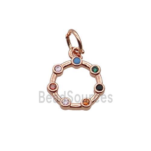 Copper Circle Pendant Pave Zircon Rose Gold