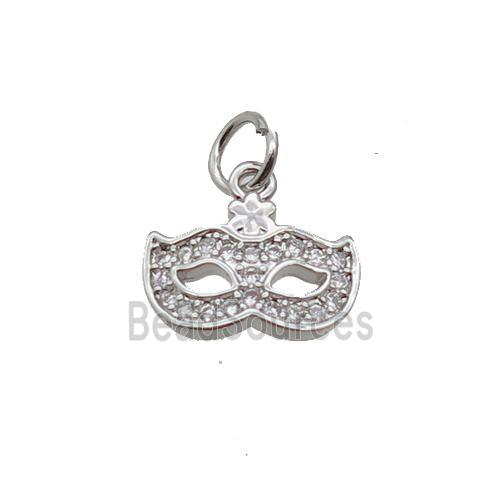 Copper EyeMask Pendant Pave Zircon Platinum Plated