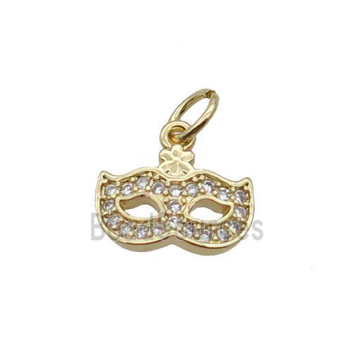 Copper EyeMask Pendant Pave Zircon Gold Plated