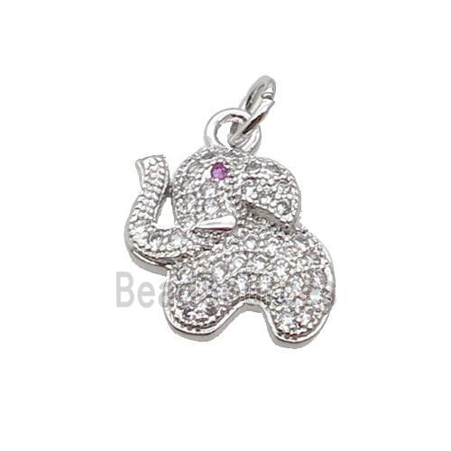 Copper Elephant Pendant Pave Zircon Platinum Plated