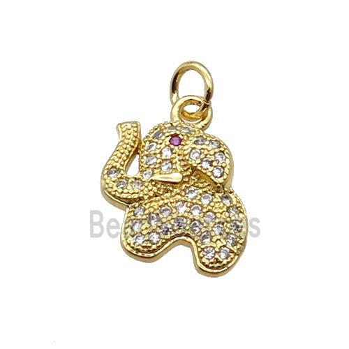 Copper Elephant Pendant Pave Zircon Gold Plated