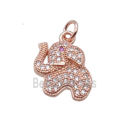 Copper Elephant Pendant Pave Zircon Rose Gold