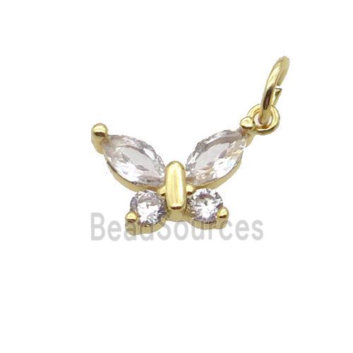 Copper Butterfly Pendant Pave Zircon Gold Plated